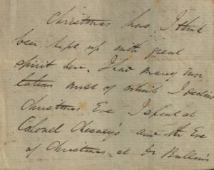 A six page letter from George Boole to his sister Maryann discussing her proposed visit. He hopes their mother will not stop her as he feels she needs a holiday. He criticises their mother's habit of wishing to die when things don't go her way: 'Tell her that I think it very weak and very sinful'. He spent Christmas at Col. Chesney's and Dr. Bullen’s, which he enjoyed. The weather is fine so he is walking a lot and mentions a walk of 19 miles he took along the Carrigaline River: 'I was glad to find that I could walk that far without much fatigue'. Ends with a inquiry as to who was elected President of the Lincoln Mechanics Institute.