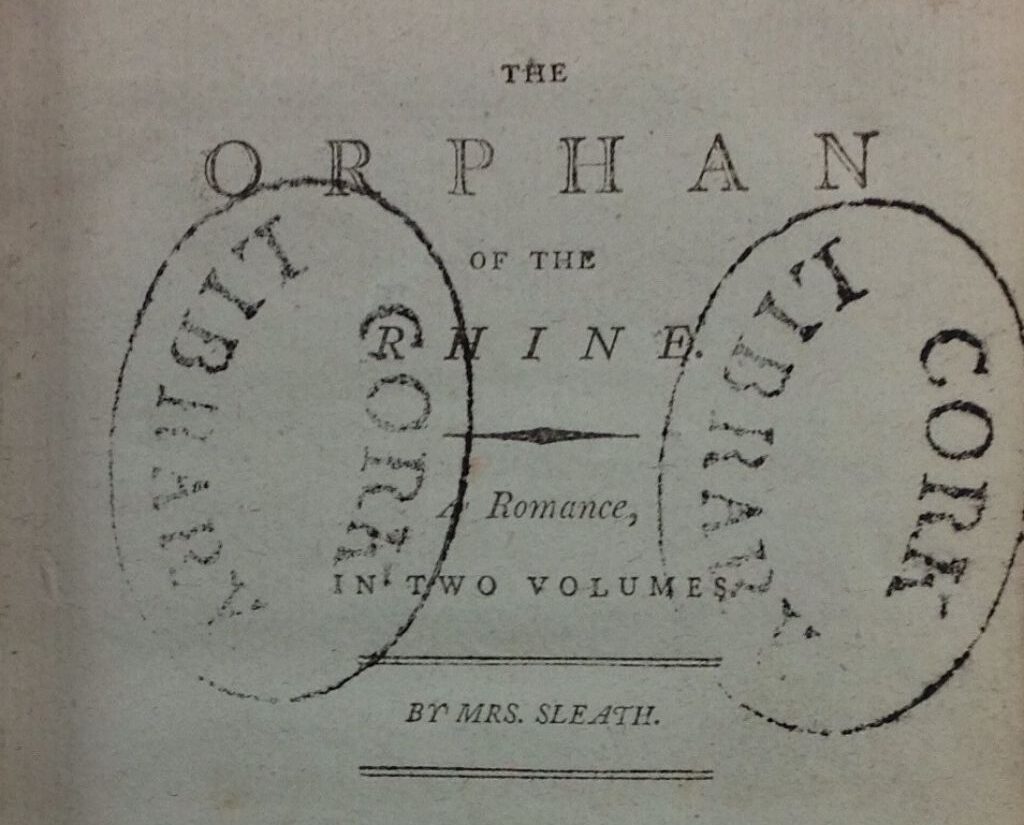 Title page to 'The Orphan of the Rhine'.