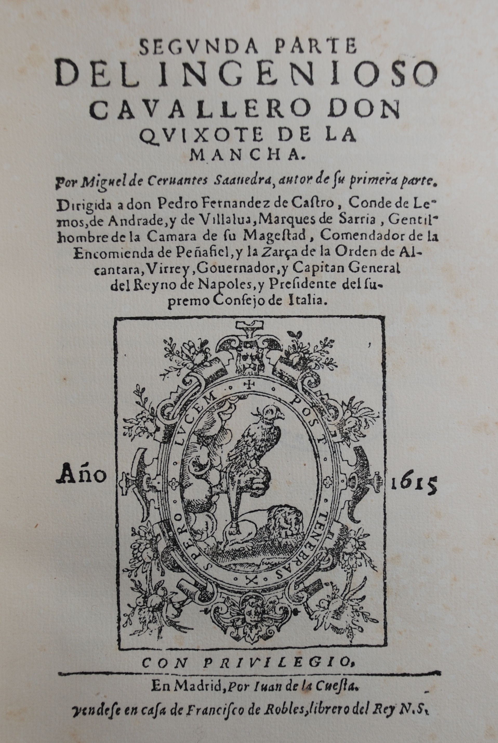 Title page of facsimile edition of Don Quixote