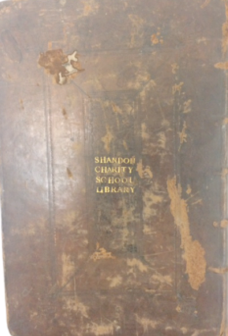 Evidence of provenance: Gold tooling of letters stamped horizontally on back board. Name: Shandon Charity School Library.