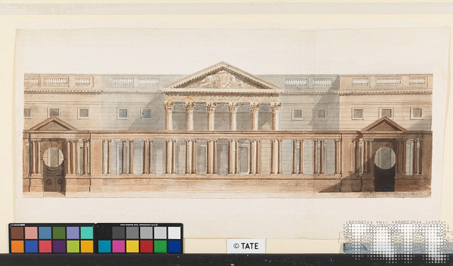 Lecture diagram of Carlton House on Pall Mall in London by JM Turner. 