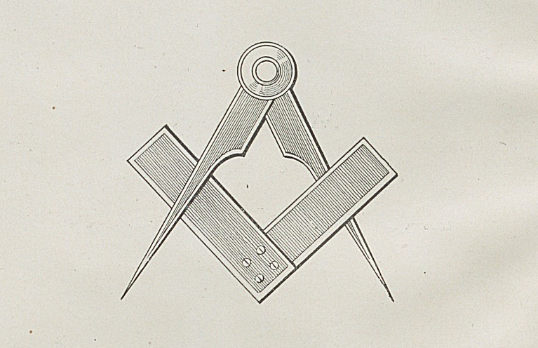 Freemason compass in Memoir of the honble. Elizabeth Aldworth of Newmarket Court, Co. Cork.