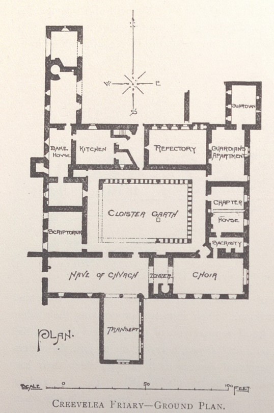 Ground plan of Creevelea Franciscan friary.