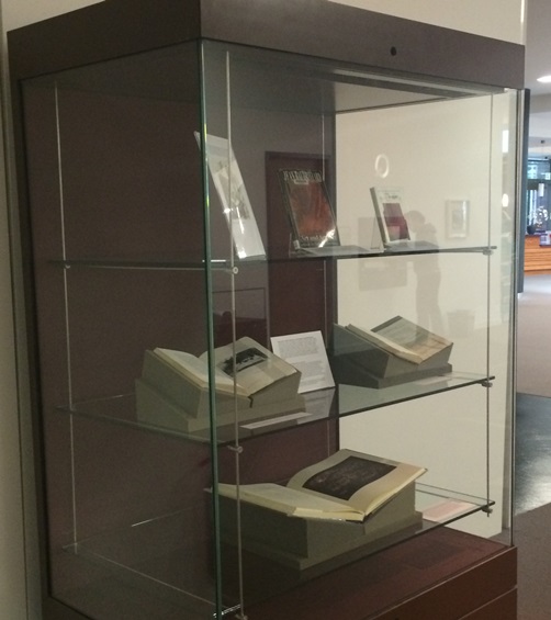 Exhibition case with photography books.
