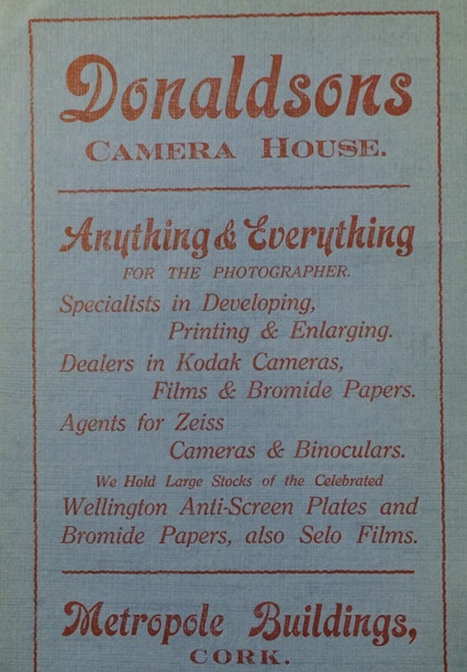 Advertisement for Donaldsons Camera House listing what they sell.