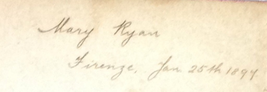 Mary Ryan's signature: Mary Ryan, Firenze (Florence), Jan 25th 1897