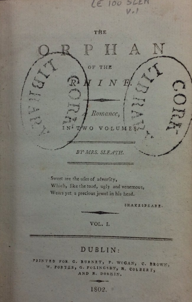 Title page to 'The Orphan of the Rhine.'