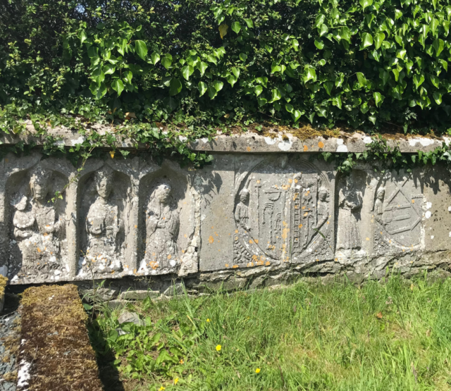 Tomb with saints carved into the stone. It is found in the grounds of Kilcullen friary.