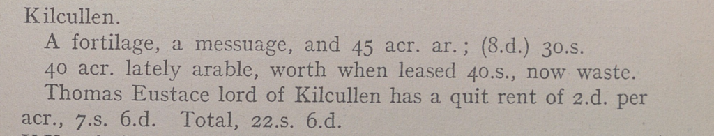 Information about the extent of the friary in 1540: fortilage, a messuage and 45 acres of which 40 are arable. 