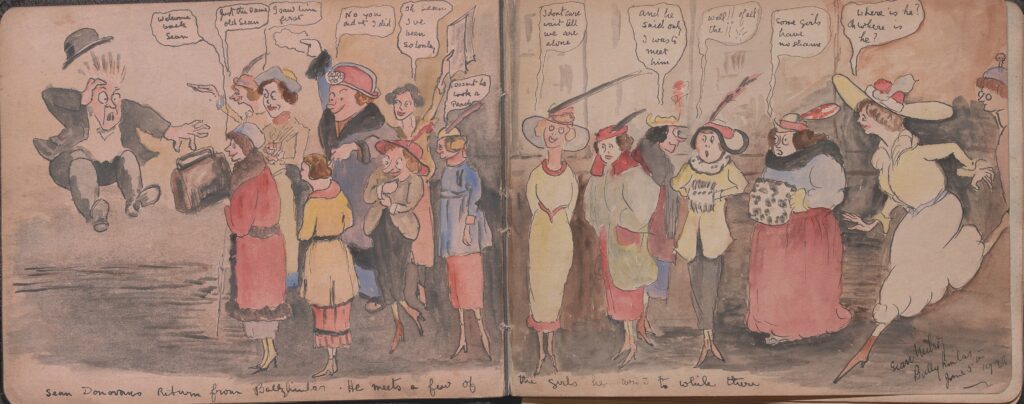 Double page illustration from one of a number of autograph books in the Boland Collection. 