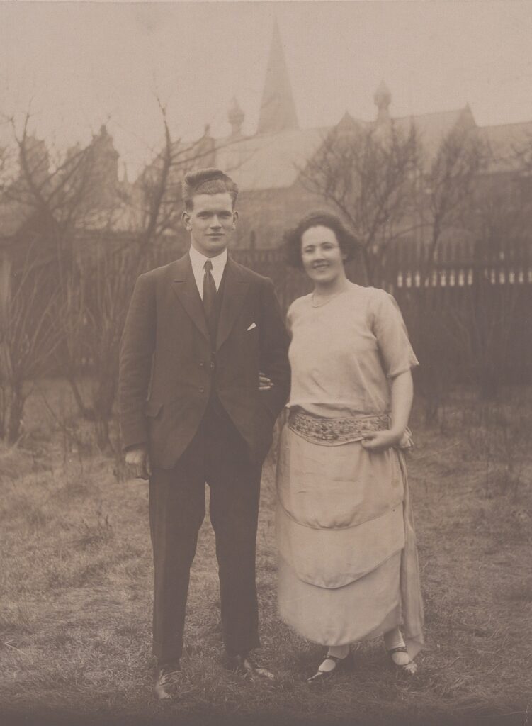 Black and White photograph of Kathleen Boland and Séan O' Donovan on their wedding day.