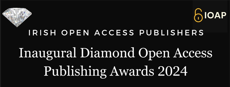 IOAP logo with the unlock open access sign on the right. On the left is a diamond. The text in the middle: Irish Open Access Publishers Inaugural Diamond Open Access Publishing Awards 2024