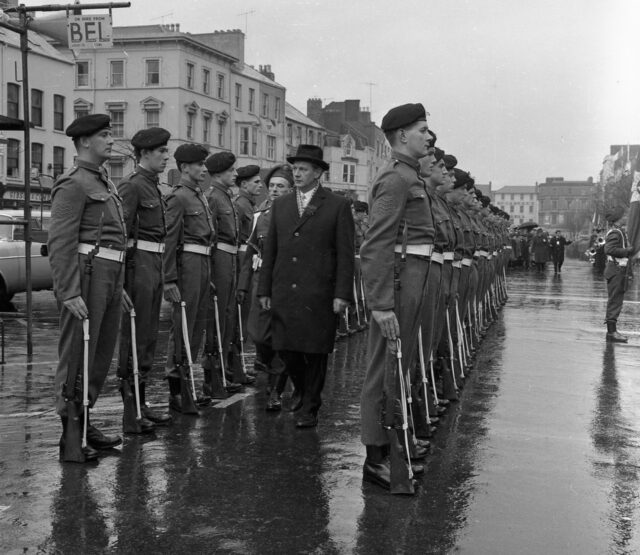 Jack Lynch at the St. Patrick's Day Parade in Cork City, 1965. Photograph by Liam Kennedy. © University College Cork.